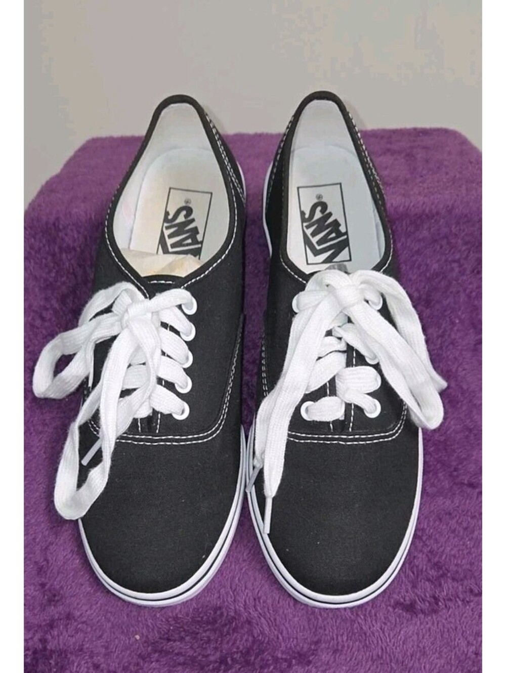 Vans Black White Authentic Low Top Lace Up Canvas Sneaker Sz Men 6.5/Women's 8